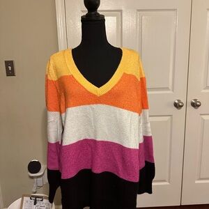 Lane Bryant Multicolor V-Neck Sweater